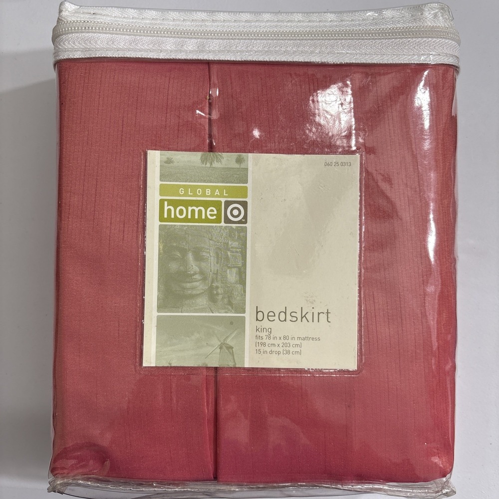 VTG‎ NWT 2005 Target Global Home Red Tailored Bedskirt 78"x80" 15" Drop King